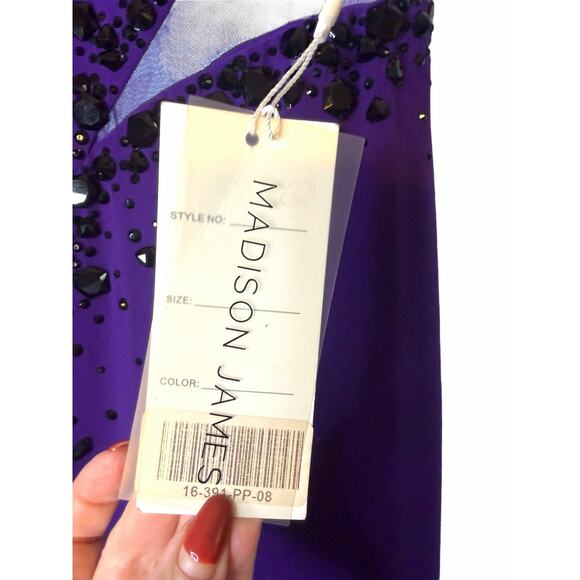 NWT Madison James Purple Black Gown - Size 8 - Picture 6 of 16